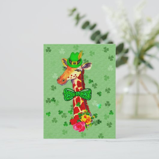 St. Patrick's Day Giraffe Postkarte (Stehend Vorderseite)
