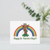 St. Patricks Day Giraffe und Rainbow Postcard Postkarte (Stehend Vorderseite)