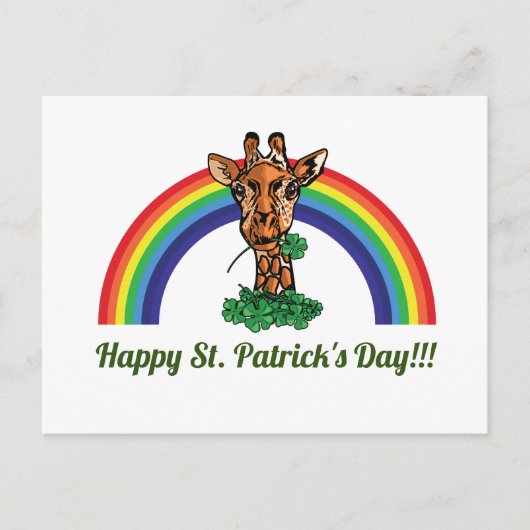 St. Patricks Day Giraffe und Rainbow Postcard Postkarte (Vorderseite)