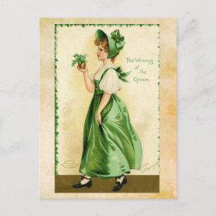 St. Patrick's Day Girl in Green Postcard Postkarte