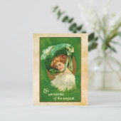 St. Patrick's Day Girl in Hat Postcard Postkarte (Stehend Vorderseite)