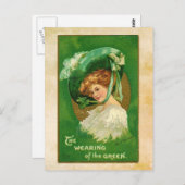 St. Patrick's Day Girl in Hat Postcard Postkarte (Vorne/Hinten)