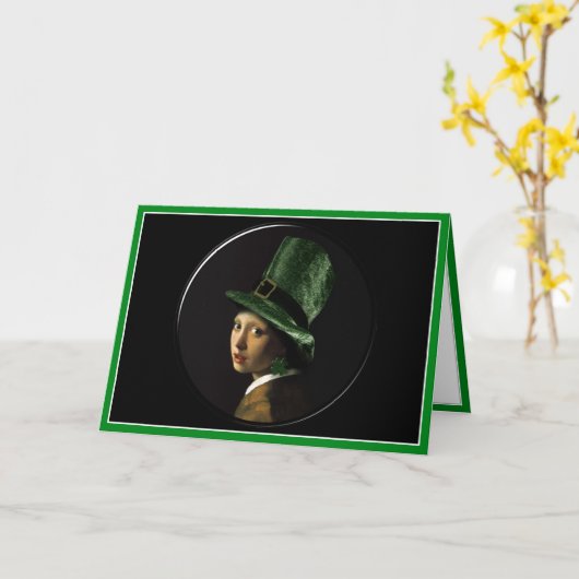 St. Patrick's Day - Girl mit dem Kleeblatt Karte (Gelbe Blume)