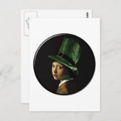 St. Patrick's Day - Girl mit dem Kleeblatt Postkarte (Vorne/Hinten)