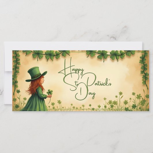 St. Patrick's Day Girl mit Kleeblättern (Vorderseite)