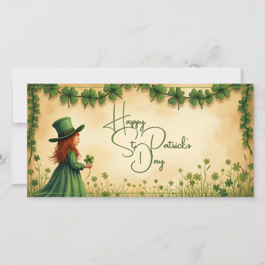 St. Patrick's Day Girl mit Kleeblättern (Vorderseite)