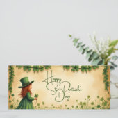 St. Patrick's Day Girl mit Kleeblättern (Stehend Vorderseite)