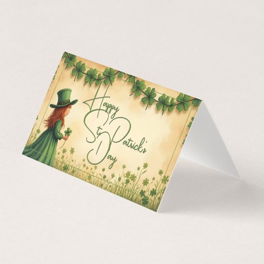 St. Patrick's Day Girl mit Kleeblättern (Vorderseite)