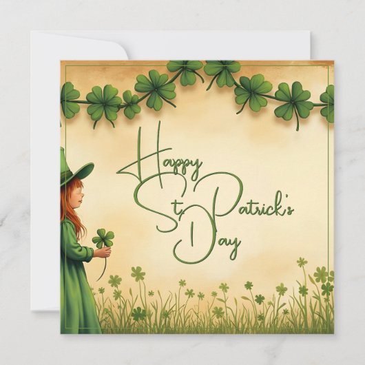 St. Patrick's Day Girl mit Kleeblättern (Vorderseite)