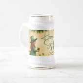 St. Patrick's Day Girl mit Kleeblättern Bierglas (Vorderseite Links)