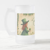 St. Patrick's Day Girl mit Kleeblättern Mattglas Bierglas (Links)