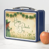 St. Patrick's Day Girl mit Kleeblättern Metall Brotdose (Beispiel)