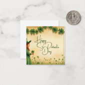 St. Patrick's Day Girl mit Kleeblättern Mitteilungskarte (Vorderseite/Rückseite Beispiel)