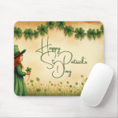 St. Patrick's Day Girl mit Kleeblättern Mousepad (Mit Mouse)