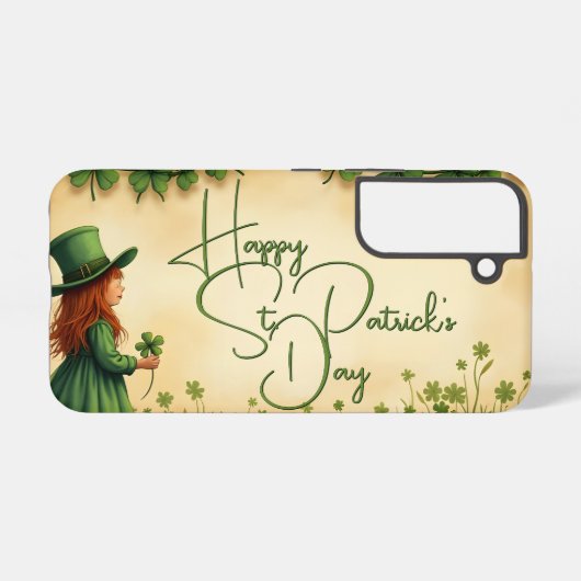 St. Patrick's Day Girl mit Kleeblättern Samsung Galaxy Hülle (Rückseite (Horizontal))