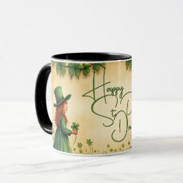 St. Patrick's Day Girl mit Kleeblättern Tasse