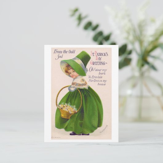 St. Patrick's Day Girl, Vintag Postkarte (Stehend Vorderseite)