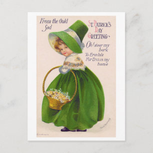 St. Patrick's Day Girl, Vintag Postkarte