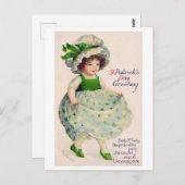 St. Patrick's Day Girl, Vintag Postkarte (Vorne/Hinten)
