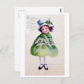 St. Patrick's Day Girl, Vintag Postkarte (Vorne/Hinten)