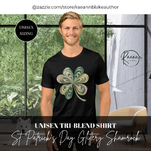 St. Patrick's Day Glitter Shamrock Unisex Tri-Blend Shirt