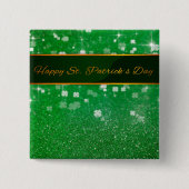 St. Patrick's Day Glitzer Kleeblatt Button (Vorderseite)