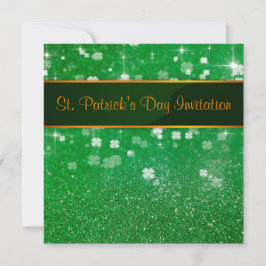St. Patrick's Day Glitzer Kleeblatt Einladung