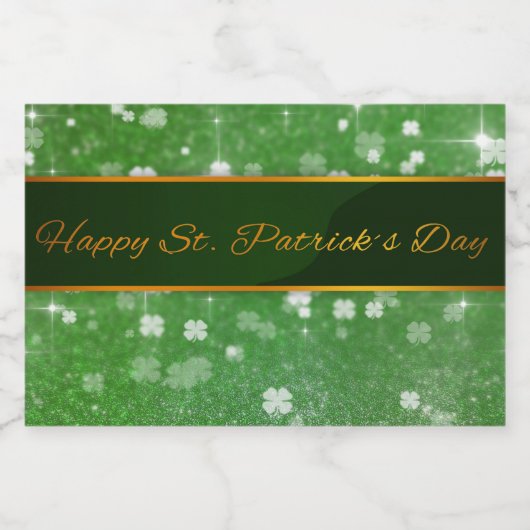 St. Patrick's Day Glitzer Kleeblatt Lebensmitteletikett (Einzelnes Label)