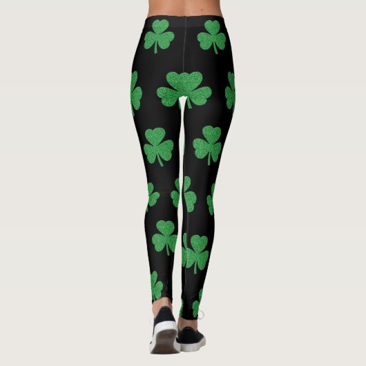 St. Patrick's Day Glitzer Kleeblatt Leggings (Rückseite)