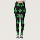 St. Patrick's Day Glitzer Kleeblatt Leggings (Vorderseite)