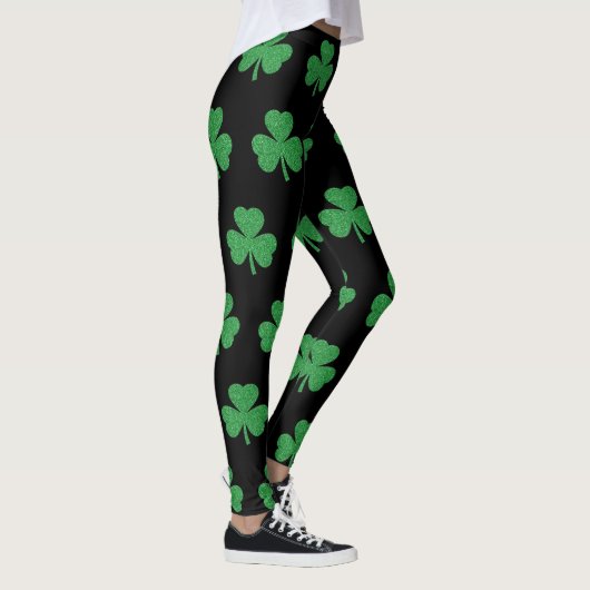 St. Patrick's Day Glitzer Kleeblatt Leggings (Rechts)