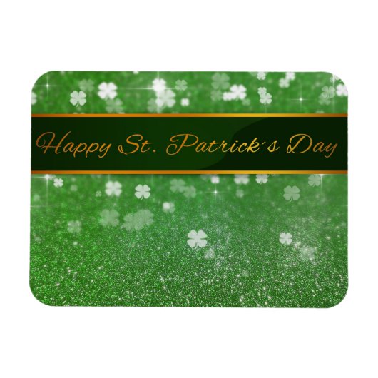 St. Patrick's Day Glitzer Kleeblatt Magnet (Horizontal)