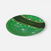 St. Patrick's Day Glitzer Kleeblatt Pappteller (Schrägansicht)
