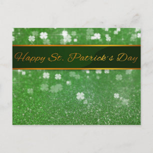 St. Patrick's Day Glitzer Kleeblatt Postkarte