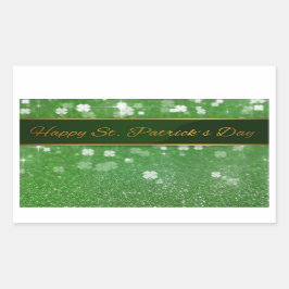St. Patrick's Day Glitzer Kleeblatt Rechteckiger Aufkleber