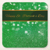 St. Patrick's Day Glitzer Kleeblatt Rechteckiger Pappuntersetzer (Vorderseite)