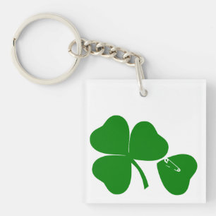 St Patrick's Day - Glück 3+1 = 4 Monogramm Schlüsselanhänger