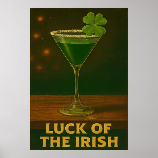 St. Patrick's Day Glück der Iren Klee Martini Poster (Vorne)