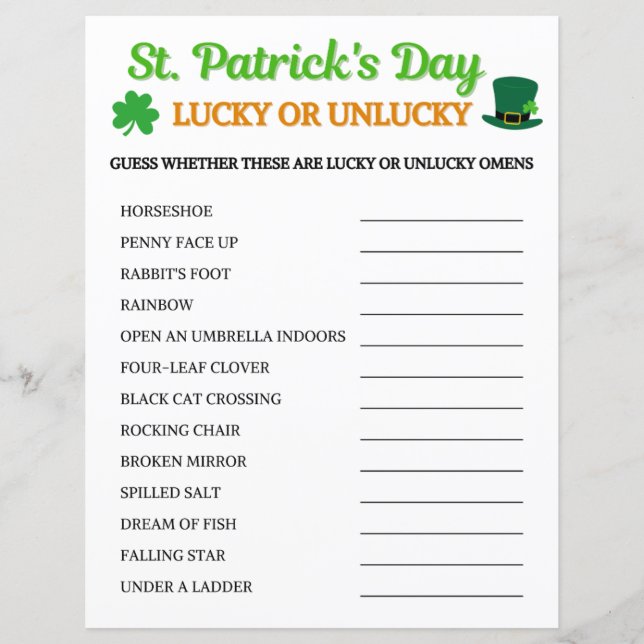 St. Patrick's Day - Glück oder Unglücksspiel (Vorderseite)