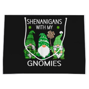 St Patricks Day Glück Shamrock Leopard Gnome  Große Geschenktüte