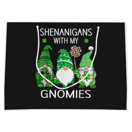 St Patricks Day Glück Shamrock Leopard Gnome  Große Geschenktüte (Vorderseite)