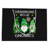 St Patricks Day Glück Shamrock Leopard Gnome  Große Geschenktüte (Rückseite)