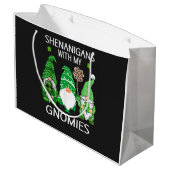 St Patricks Day Glück Shamrock Leopard Gnome  Große Geschenktüte (Rückseite Schrägansicht)