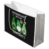 St Patricks Day Glück Shamrock Leopard Gnome  Große Geschenktüte (Vorderseite Schrägansicht)