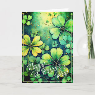 St. Patrick's Day Glück - Wasserfarben Shamrocks � Karte