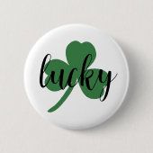 St. Patrick's day glücklich, Kleeblatt Button (Vorderseite)