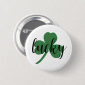 St. Patrick's day glücklich, Kleeblatt Button (Vorne & Hinten)
