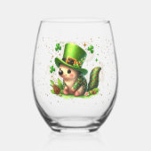 St. Patrick's Day Glückliche Igel Weinglas Ohne Stiel (Vorderseite)