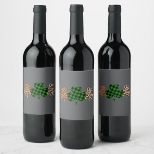 St Patricks Day Glücklicher Irischer Grüner Karier Weinetikett