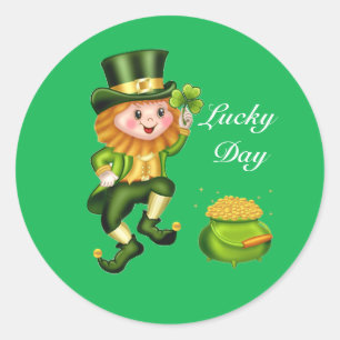 St. Patricks Day Glücklicher Kobold Runder Aufkleber